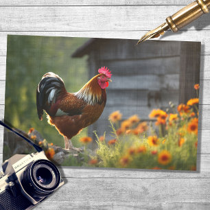 Rooster in Country 1 Decoupage Paper