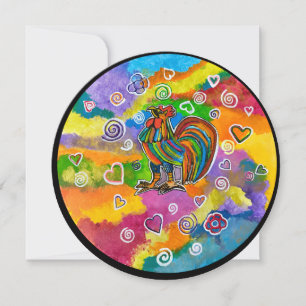 Rooster in love greeting card