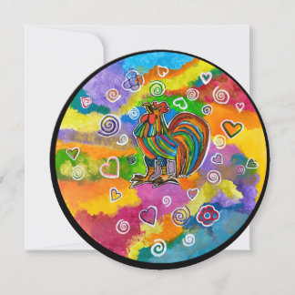 Rooster in love greeting card