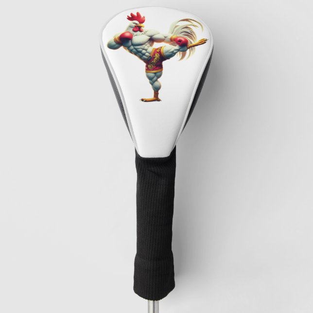 Rooster in Martial Arts Pose leather  Golf Head Cover (Front)