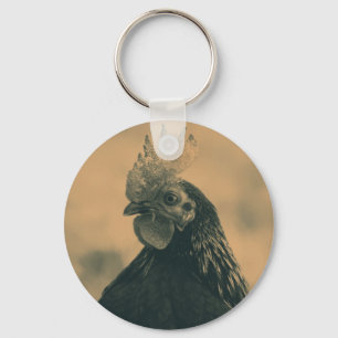 Rooster in Sepia Keychain