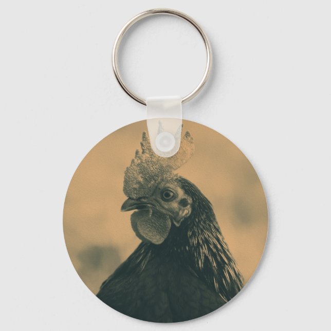 Rooster in Sepia Keychain (Front)
