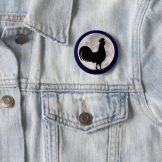 Rooster in the Moonlight 6 Cm Round Badge
