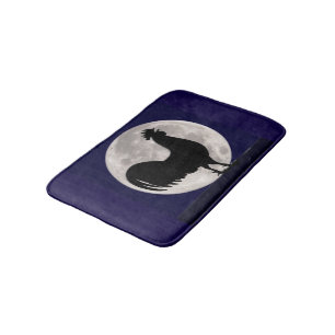 Rooster in the Moonlight Bath Mat