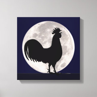 Rooster in the Moonlight Canvas Print