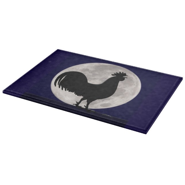 Rooster in the Moonlight Cutting Board (Corner)