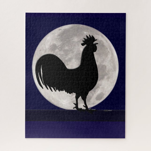 Rooster in the Moonlight Jigsaw Puzzle (Vertical)