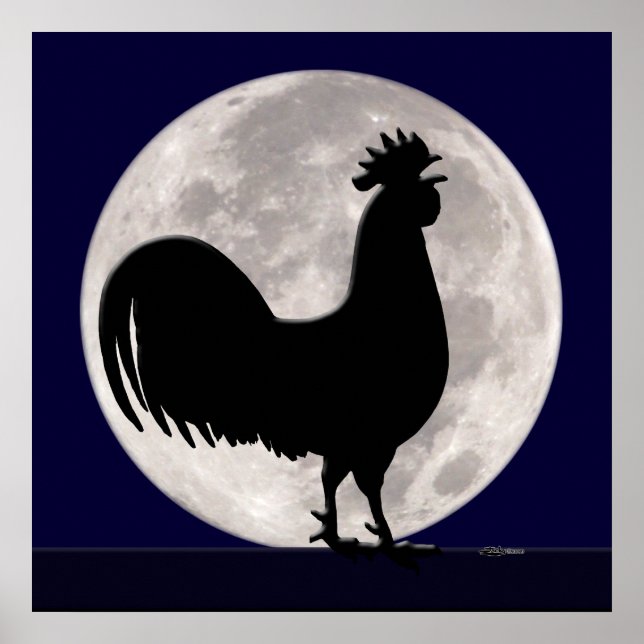 Rooster in the Moonlight Poster (Front)