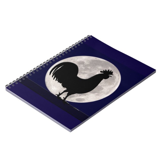 Rooster in the Moonlight Spiral Notebook (Left Side)