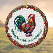 Rooster in Ugly Sweater Fun Peck-tacular Christmas