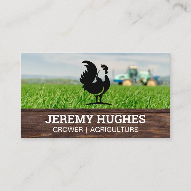 Rooster Logo | Tractor and Farmland Business Card (Front)