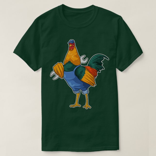 Rooster Mechanic Tool T-Shirt (Design Front)