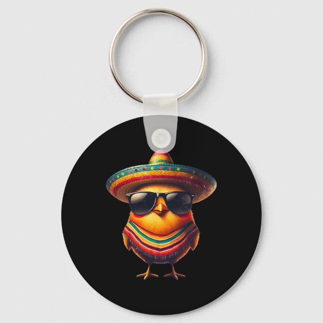 Rooster Mexican Cinco De Mayo Chicken Lover Funny  Key Ring (Front)