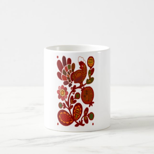 ROOSTER ON FLOWERS COFFEE MUG (Center)
