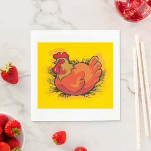 Rooster On Straw Napkin