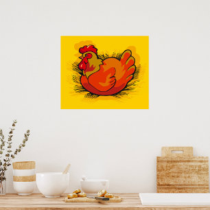 Rooster On Straw Poster