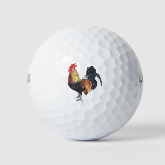 Rooster on White - Hand Drawn Illustration Golf Balls (Front)