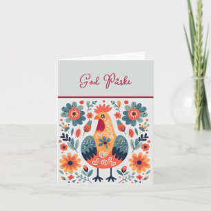 Rooster Orange Yellow Turquoise God Påske  Card