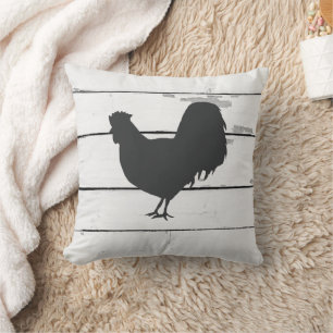 Rooster Painting Shiplap Farmhouse Throw Pillow