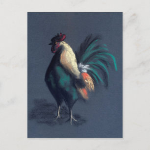 Rooster Pastel Postcard