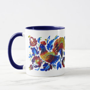 Rooster Petrykivka Ukrainian art Mug