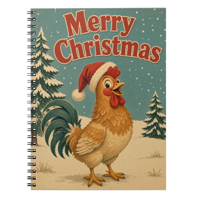 Rooster Pine Yard Animal Christmas Notebook (Front)