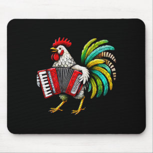 Rooster Playing Accordion Cute Chicken Accordionis Mouse Pad
