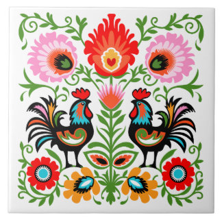 Rooster Polish Folk Tile