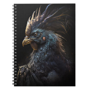 Rooster Portrait Animal Nature Wildlife Dark Paint Notebook
