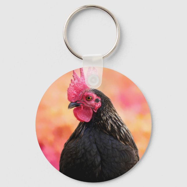 Rooster Portrait Key Ring (Front)