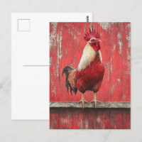 Rooster Red Wood Barn Wall