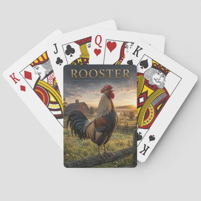 Rooster Rural Farmstead ANIMALS Playing Cards (Back)