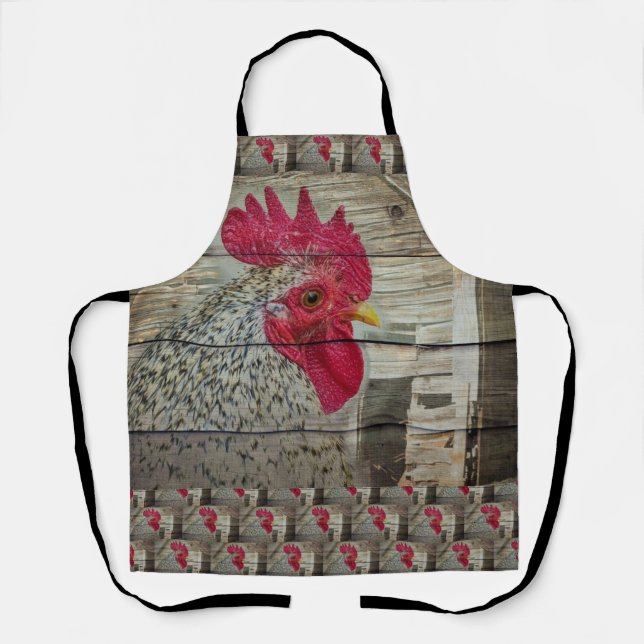 Rooster Rustic Chicken Coop Barn Board Apron (Front)