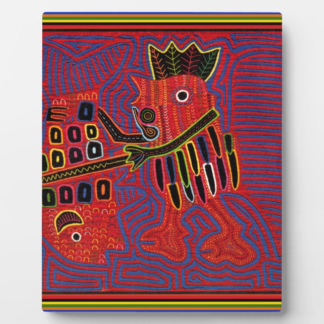 Rooster Scaling a Fish with a Machete Plaque (Front)