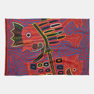 Rooster Scaling a Fish with a Machete Tea Towel