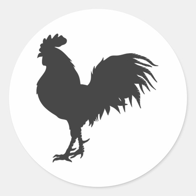 Rooster  silhouette  - Choose background colour Classic Round Sticker (Front)