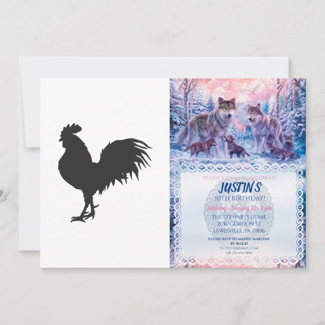 Rooster  silhouette  - Choose background colour Invitation (Front)