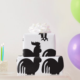 Rooster Silhouette Wrapping Paper