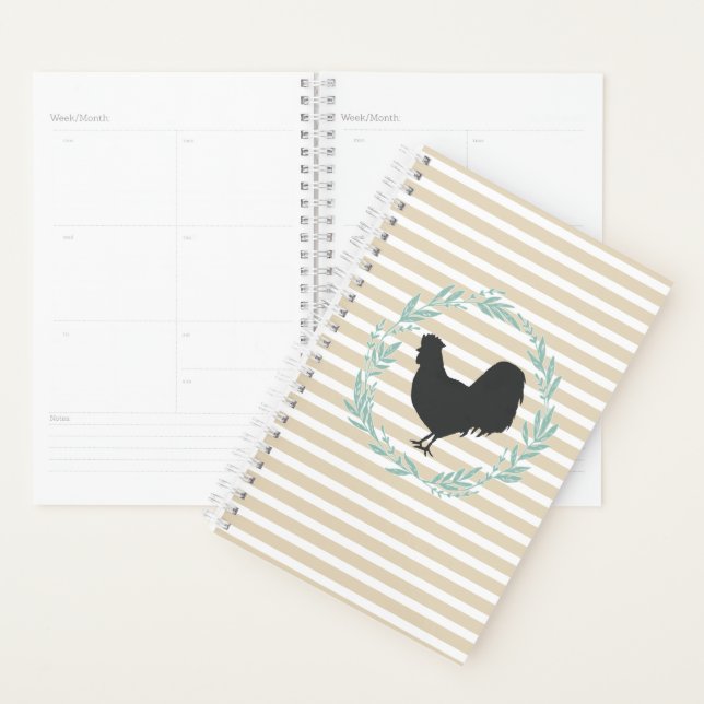 Rooster Silhouette Wreath Notebook Planner (Display)