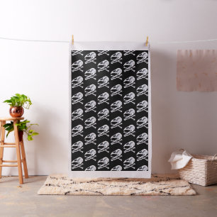 Rooster Skull and Crossbones Fabric