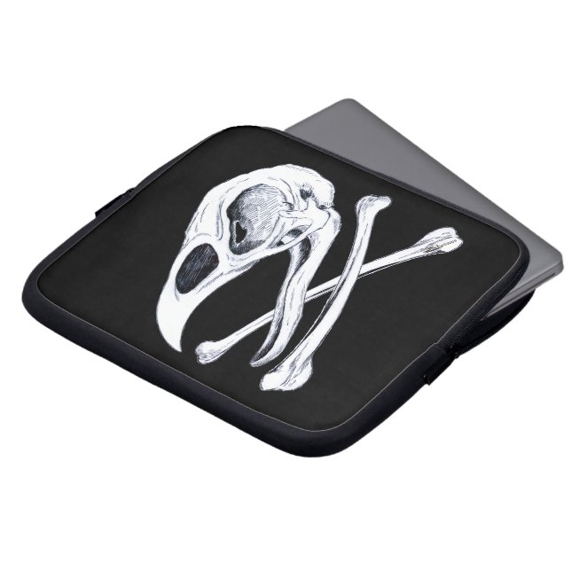 Rooster Skull and Crossbones Laptop Sleeve (Front Top)