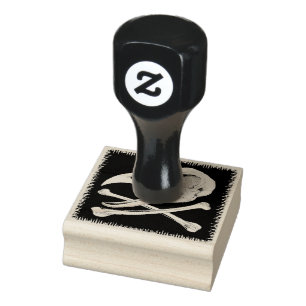 Rooster Skull and Crossbones Rubber Stamp