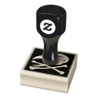 Rooster Skull and Crossbones Rubber Stamp