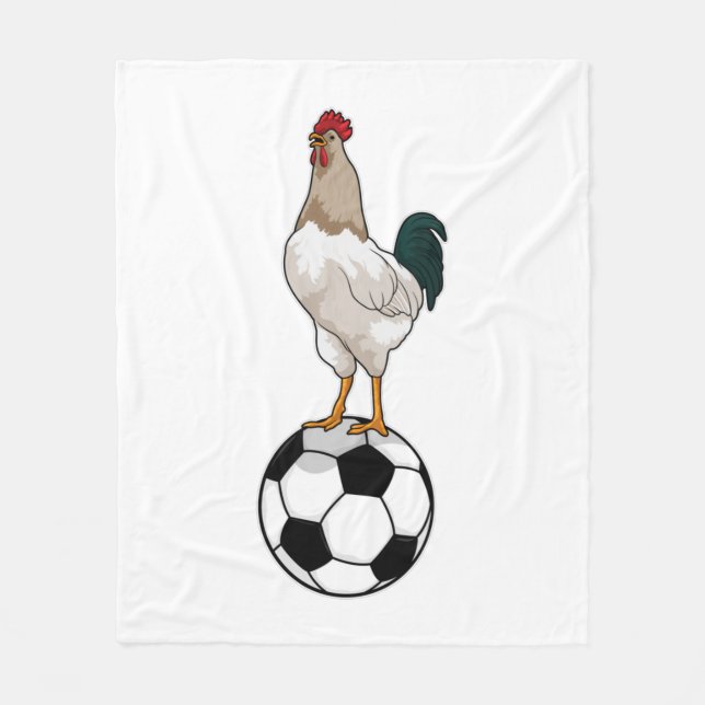 Rooster Soccer player Soccer Fleece Blanket (Front)