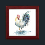 Rooster Splash - Watercolor Gift Box<br><div class="desc">Rooster Splash I by Melissa Wang. Features a watercolor rooster turned to the side with a variety of colours.</div>