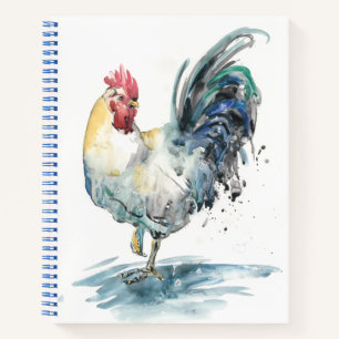Rooster Splash - Watercolor Notebook