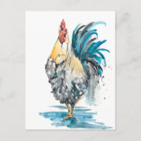 Rooster Splash - Watercolor Portrait