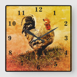 Rooster Square Wall Clock
