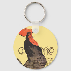 Rooster Steinlen Cocorico French Art Key Ring