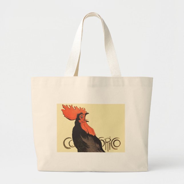 Rooster Steinlen Cocorico French Art Large Tote Bag (Front)